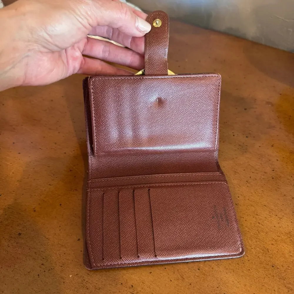 Louis Vuitton Monogram French Kisslock Bifold Wallet Vintage Authentic